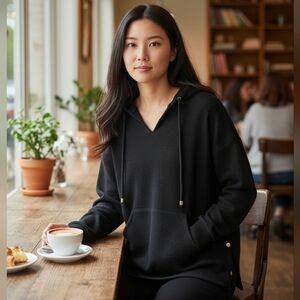 Michael Michael KORS Pullover Knit Tunic Sweater Hoodie Logo Drawstring Spring